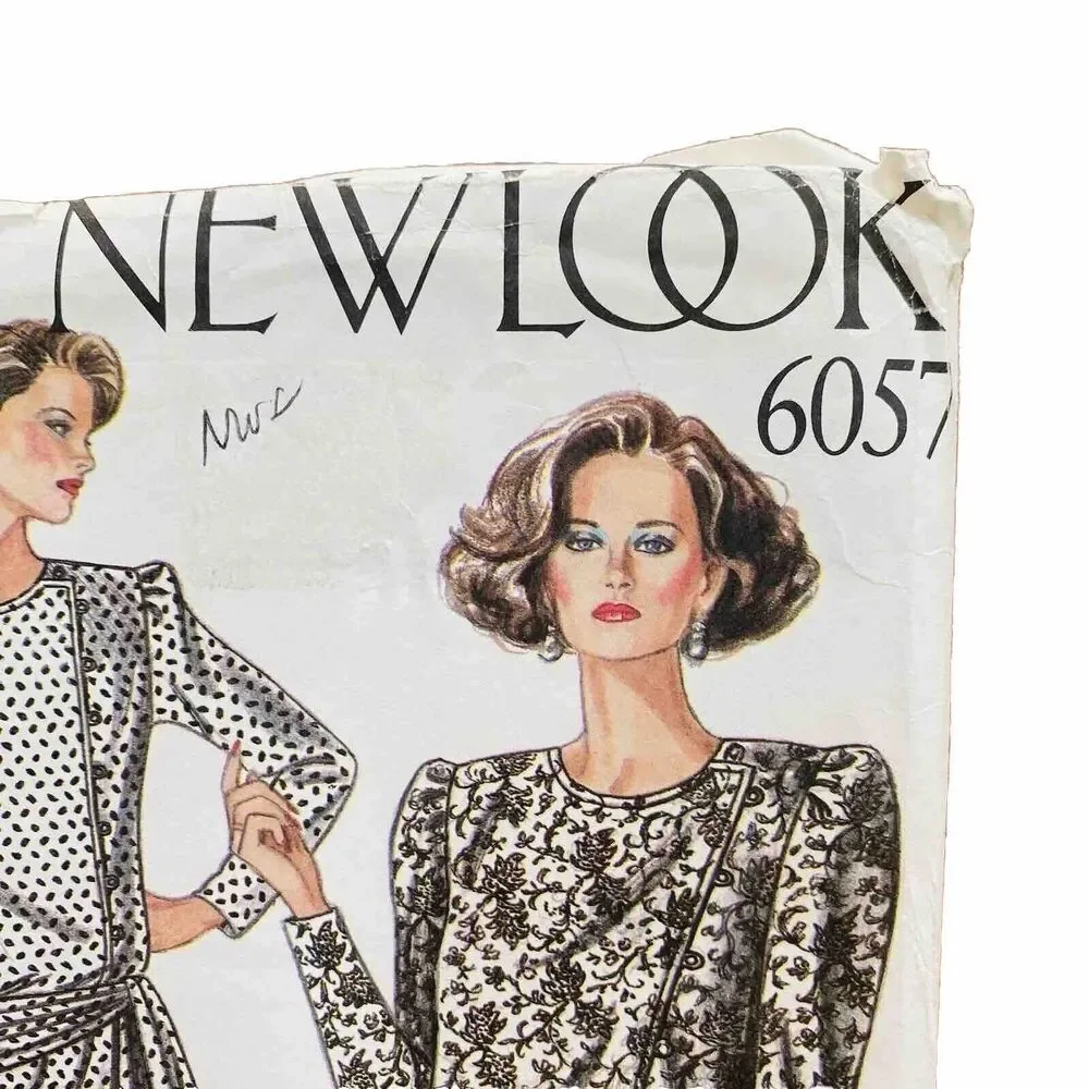 NEW LOOK Sewing Pattern #6057 Drop Waist Dress Classic 1980s Sizes 8-18 UNCUT